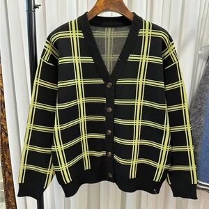 Black and Yellow Plaid Men's Sweater